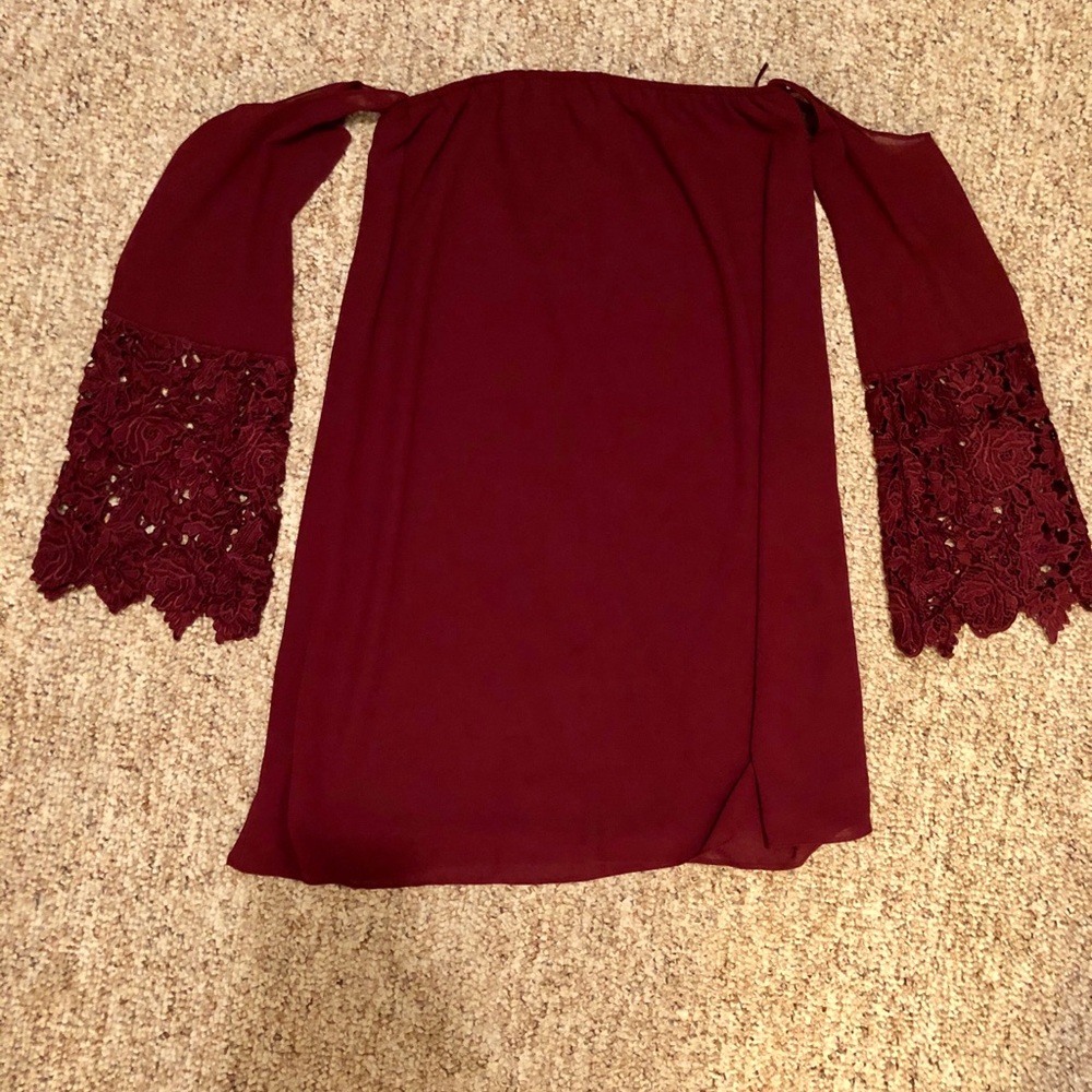 Maroon Off shoulder dress